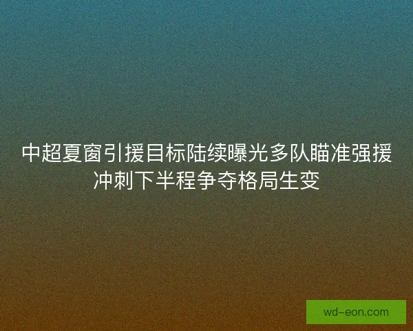 中超夏窗引援目标陆续曝光多队瞄准强援冲刺下半程争夺格局生变